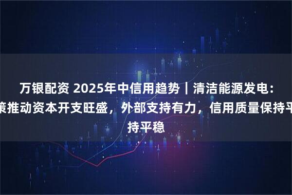 万银配资 2025年中信用趋势｜清洁能源发电：政策推动资本开支旺盛，外部支持有力，信用质量保持平稳